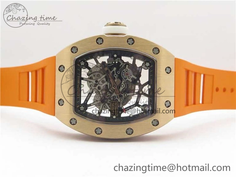 RM035-02 RG KVF Best Edition Skeleton Dial Black on Orange Rubber Strap MIYOTA SmartChoice 9453