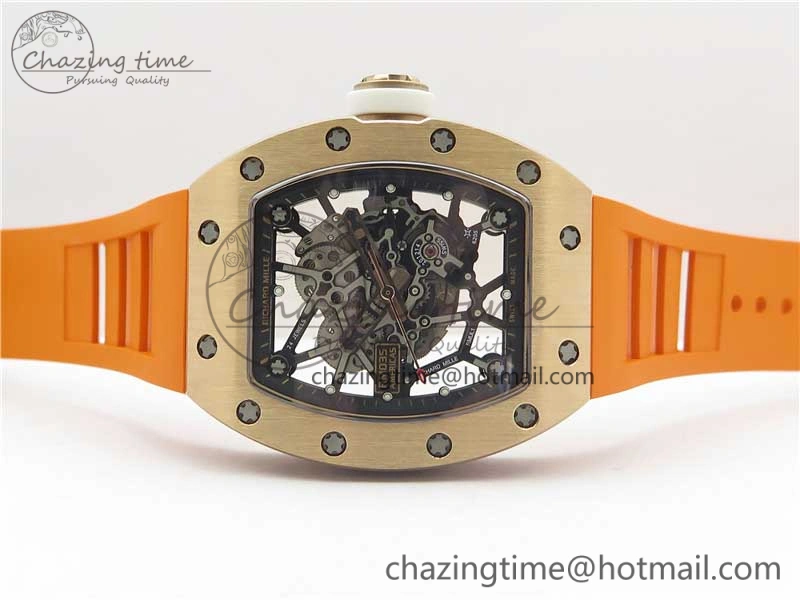 RM035-02 RG KVF Best Edition Skeleton Dial Black on Orange Rubber Strap MIYOTA SmartChoice 9453