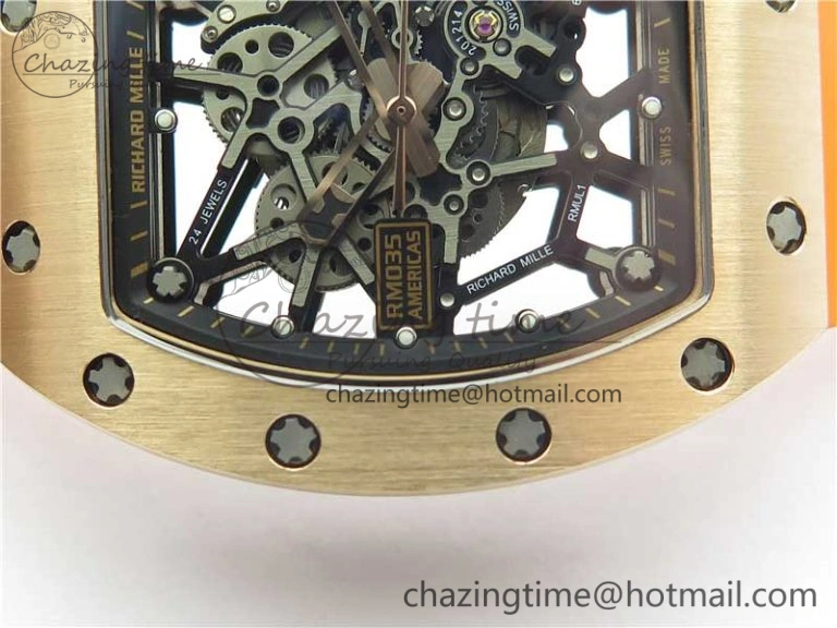 RM035-02 RG KVF Best Edition Skeleton Dial Black on Orange Rubber Strap MIYOTA SmartChoice 9453