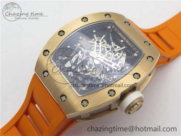 RM035-02 RG KVF Best Edition Skeleton Dial Black on Orange Rubber Strap MIYOTA SmartChoice 9453