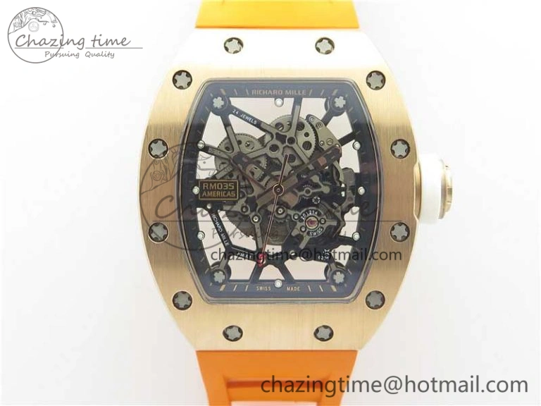 RM035-02 RG KVF Best Edition Skeleton Dial Black on Orange Rubber Strap MIYOTA SmartChoice 9453