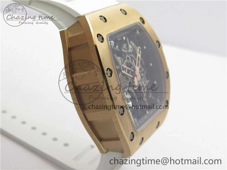 Lightweight RM035-02 RG KVF Best Edition Skeleton Dial Black on White Rubber Strap MIYOTA 9454