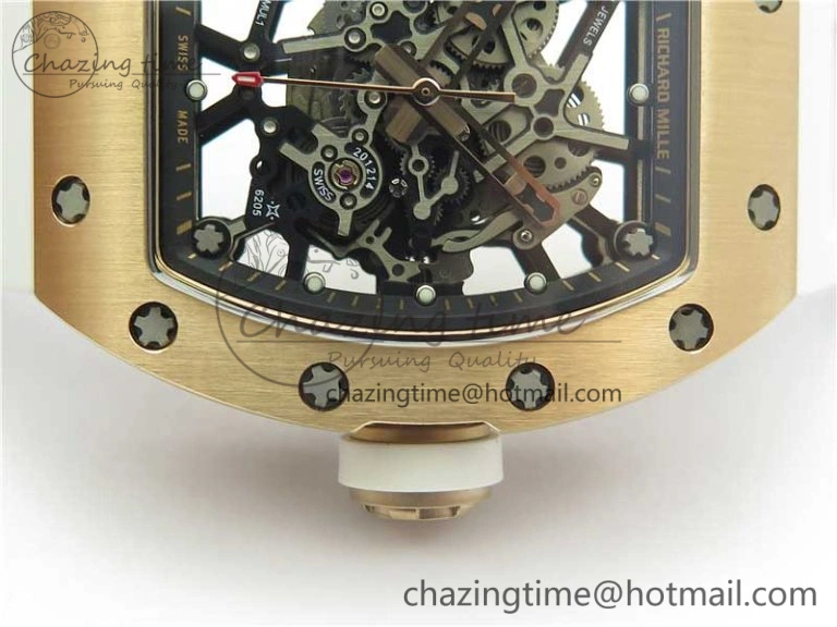 Lightweight RM035-02 RG KVF Best Edition Skeleton Dial Black on White Rubber Strap MIYOTA 9454