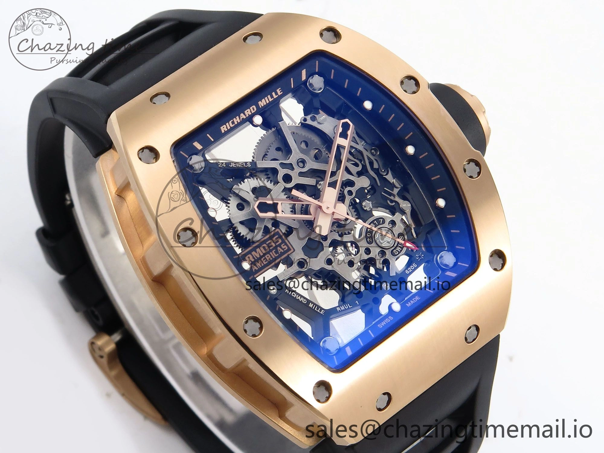 EasyCare RM035-02 RG SONIC Best Edition Skeleton Dial on Black Rubber Strap Clone RMUL 9260