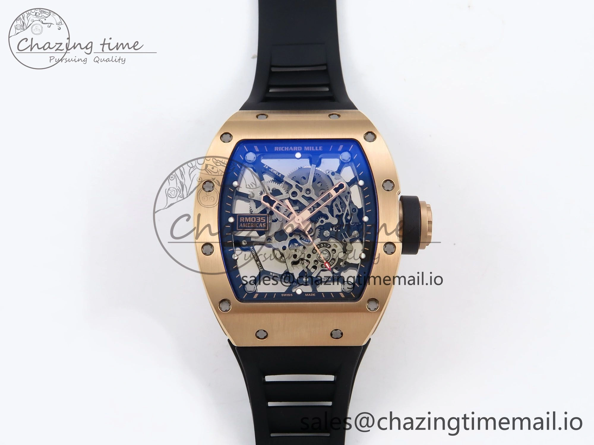 EasyCare RM035-02 RG SONIC Best Edition Skeleton Dial on Black Rubber Strap Clone RMUL 9260