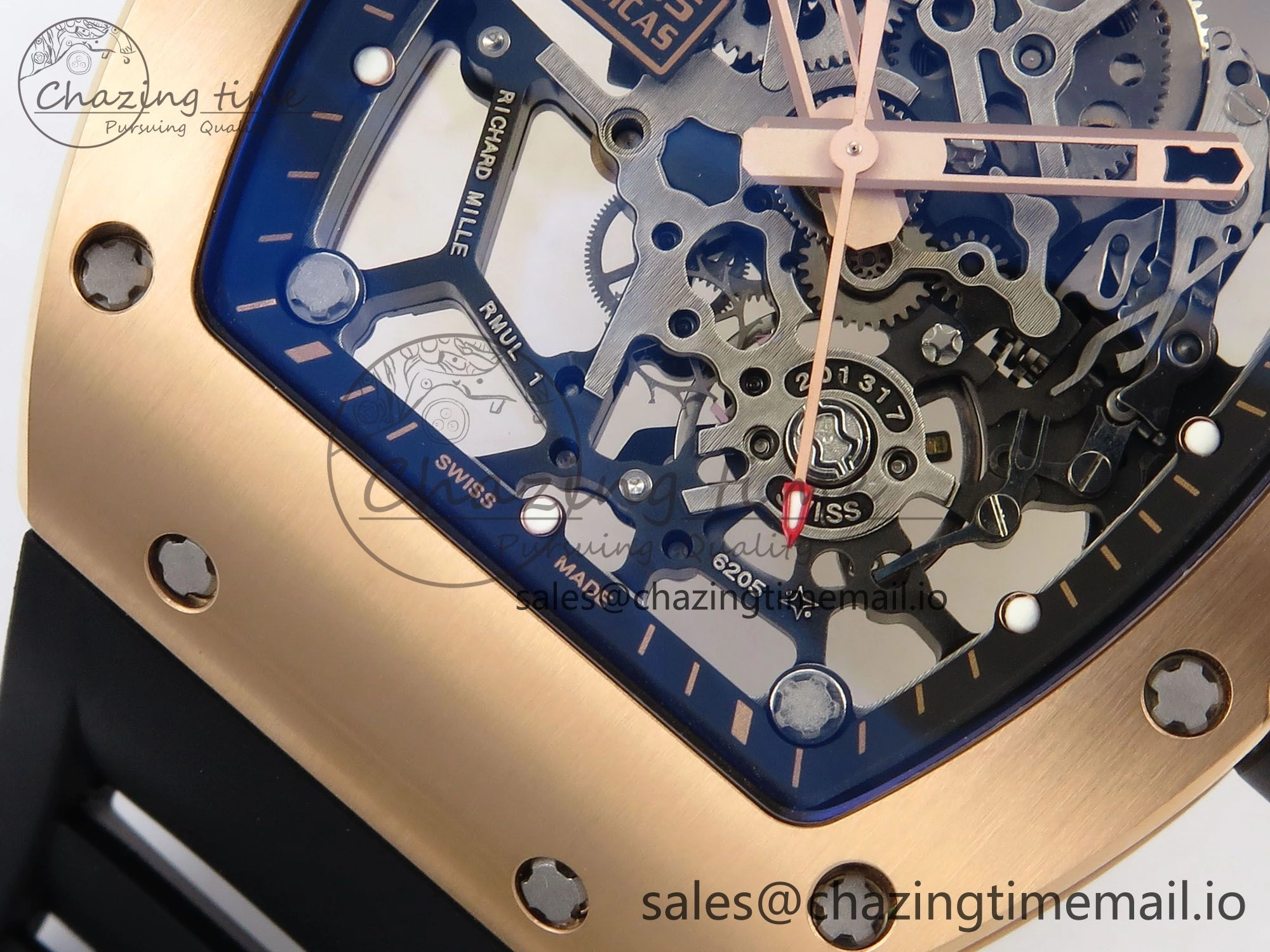 EasyCare RM035-02 RG SONIC Best Edition Skeleton Dial on Black Rubber Strap Clone RMUL 9260