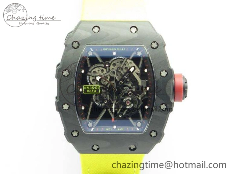 RM035-02 Rafael Nadal FC Caseback KVF Best Edition Skeleton Dial Red On Nylon Strap MIYOTA8215 V ModernLook 9523