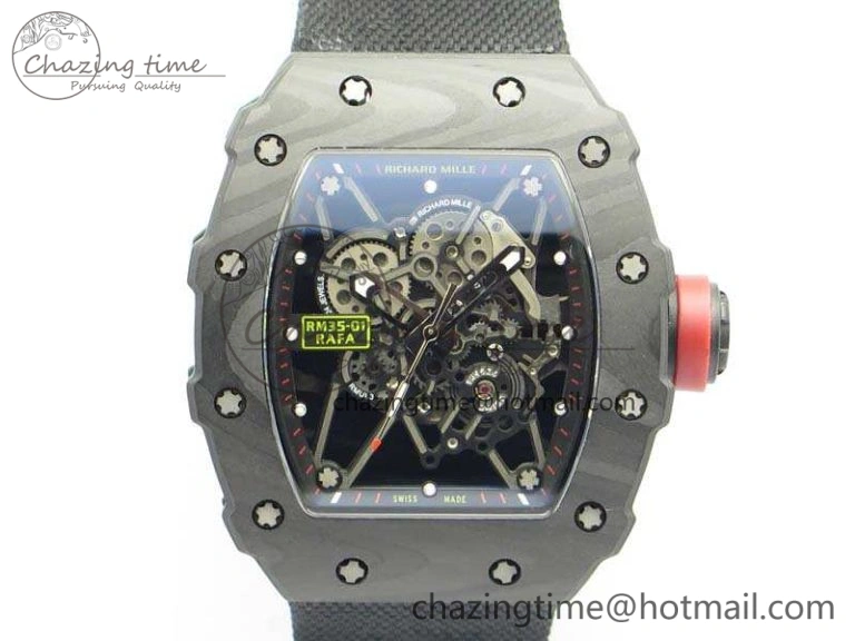RM035-02 Rafael Nadal FC Caseback KVF Best Edition Skeleton Dial Red On Nylon Strap MIYOTA8215 V ModernLook 9523