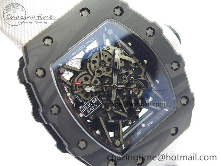 RM035-02 Rafael Nadal FC Caseback KVF Best Edition Skeleton Dial White On White Nylon Strap MIYOTA8215 V TimelessDesign 9518