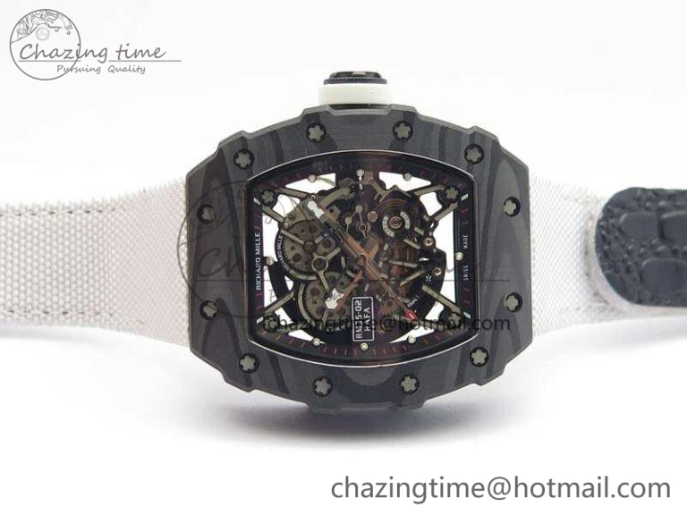 RM035-02 Rafael Nadal FC Caseback KVF Best Edition Skeleton Dial White On White Nylon Strap MIYOTA8215 V TimelessDesign 9518