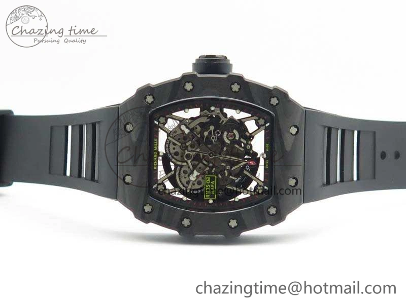 RM035-02 Rafael Nadal FC Ti Case KVF Best Edition Skeleton Dial Black On Rubber Strap MIYOTA8215 V FastDry 9535