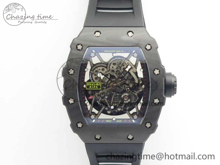 RM035-02 Rafael Nadal FC Ti Case KVF Best Edition Skeleton Dial Black On Rubber Strap MIYOTA8215 V FastDry 9535
