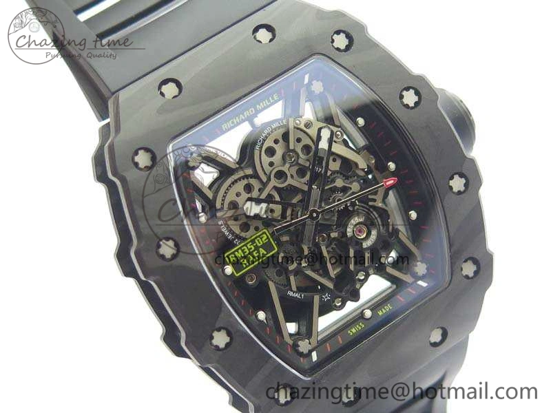 RM035-02 Rafael Nadal FC Ti Case KVF Best Edition Skeleton Dial Black On Rubber Strap MIYOTA8215 V FastDry 9535
