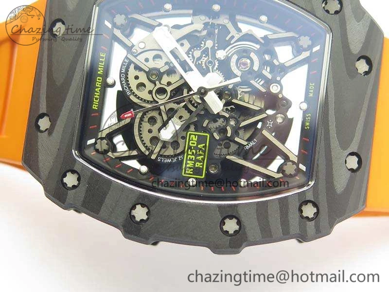 Elegant RM035-02 Rafael Nadal FC Ti Case KVF Best Edition Skeleton Dial Red On Rubber Strap MIYOTA8215 V 9539