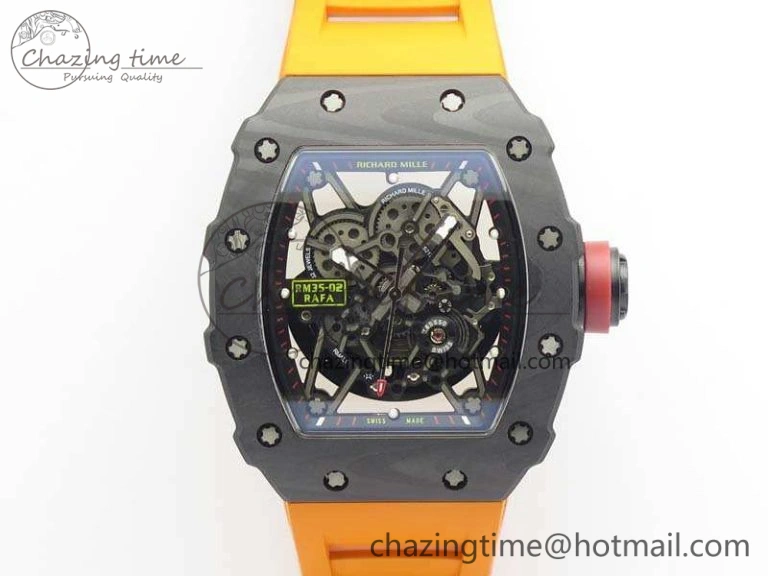 Elegant RM035-02 Rafael Nadal FC Ti Case KVF Best Edition Skeleton Dial Red On Rubber Strap MIYOTA8215 V 9539