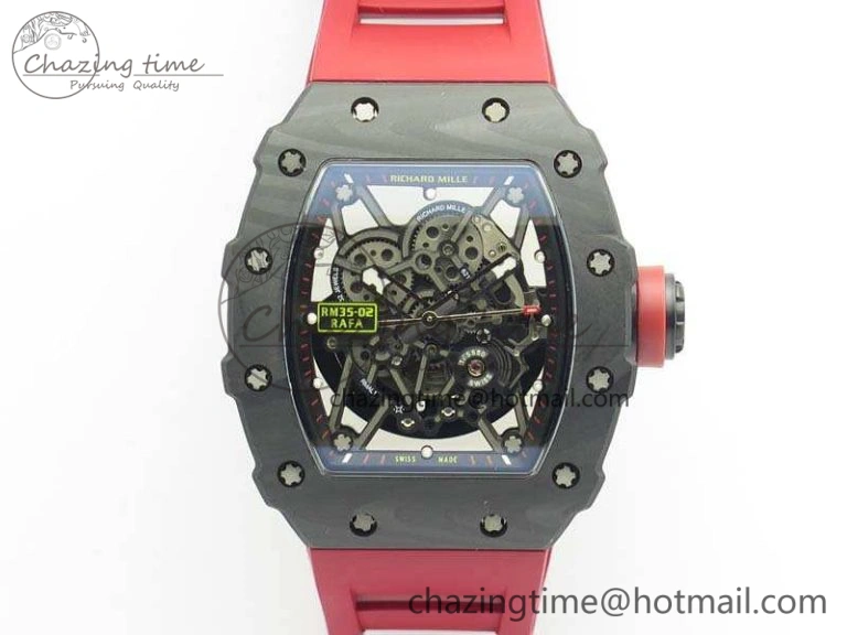 RM035-02 Rafael Nadal FC Ti Case KVF Best Edition Skeleton Dial Red On Rubber Strap MIYOTA8215 V Thermal 9536