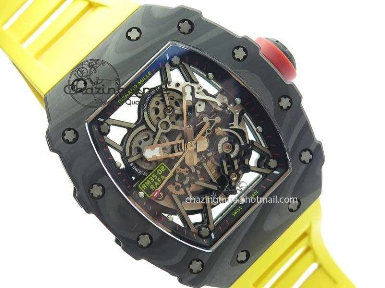 Youthful RM035-02 Rafael Nadal FC Ti Case KVF Best Edition Skeleton Dial Red On Yellow Rubber Strap MIYOTA 9561