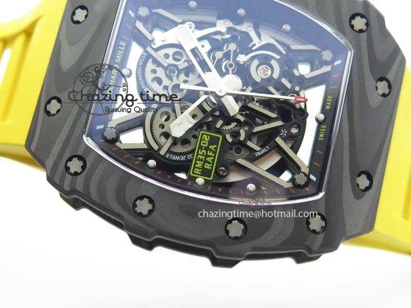 Youthful RM035-02 Rafael Nadal FC Ti Case KVF Best Edition Skeleton Dial Red On Yellow Rubber Strap MIYOTA 9561