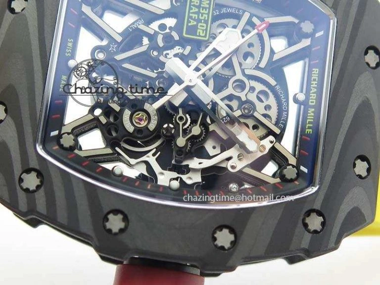 Youthful RM035-02 Rafael Nadal FC Ti Case KVF Best Edition Skeleton Dial Red On Yellow Rubber Strap MIYOTA 9561