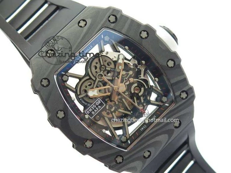 SoftTouch RM035-02 Rafael Nadal FC Ti Case KVF Best Edition Skeleton Dial White On Black Rubber Strap MIYOTA 9562