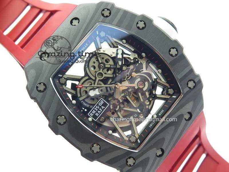 RM035-02 Rafael Nadal FC Ti Case KVF Best Edition Skeleton Dial White On Red Rubber Strap MIYOTA Compact 9563