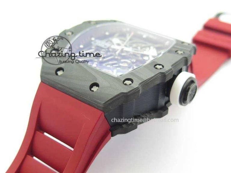 RM035-02 Rafael Nadal FC Ti Case KVF Best Edition Skeleton Dial White On Red Rubber Strap MIYOTA Compact 9563