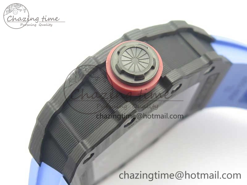 Fashionable RM035-02 Rafael Nadal Forge Carbon Titanium Case KVF Best Edition Skeleton Dial Red on Blue Rubber Strap MIYOTA8215 V 9474