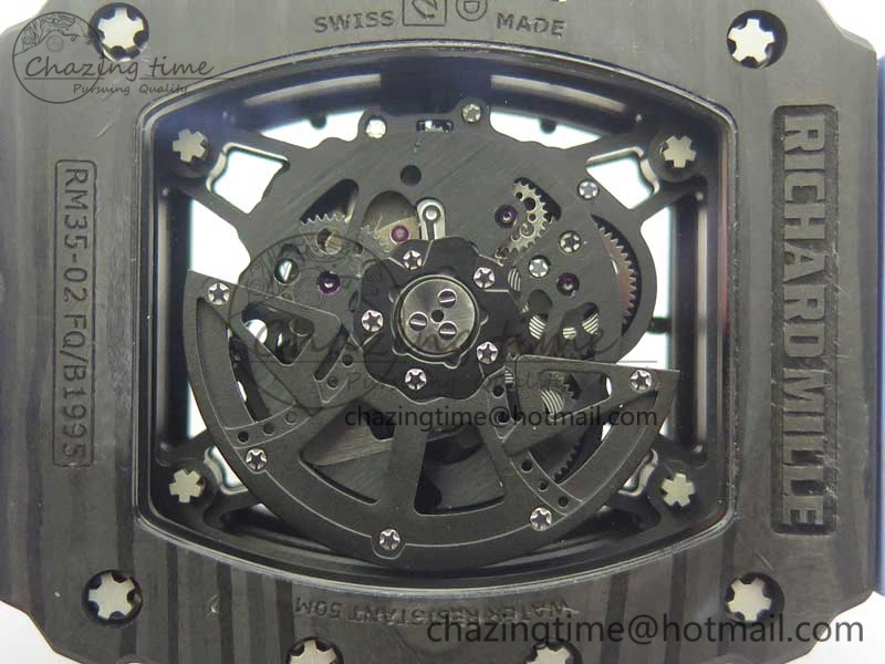 Fashionable RM035-02 Rafael Nadal Forge Carbon Titanium Case KVF Best Edition Skeleton Dial Red on Blue Rubber Strap MIYOTA8215 V 9474