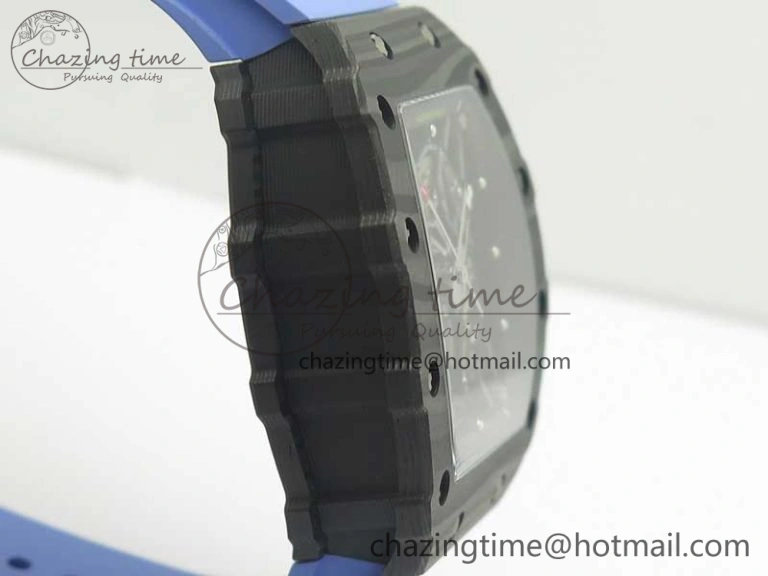 Fashionable RM035-02 Rafael Nadal Forge Carbon Titanium Case KVF Best Edition Skeleton Dial Red on Blue Rubber Strap MIYOTA8215 V 9474