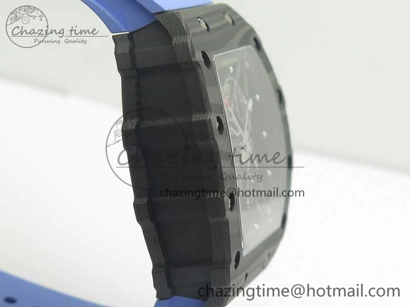 Fashionable RM035-02 Rafael Nadal Forge Carbon Titanium Case KVF Best Edition Skeleton Dial Red on Blue Rubber Strap MIYOTA8215 V 9474