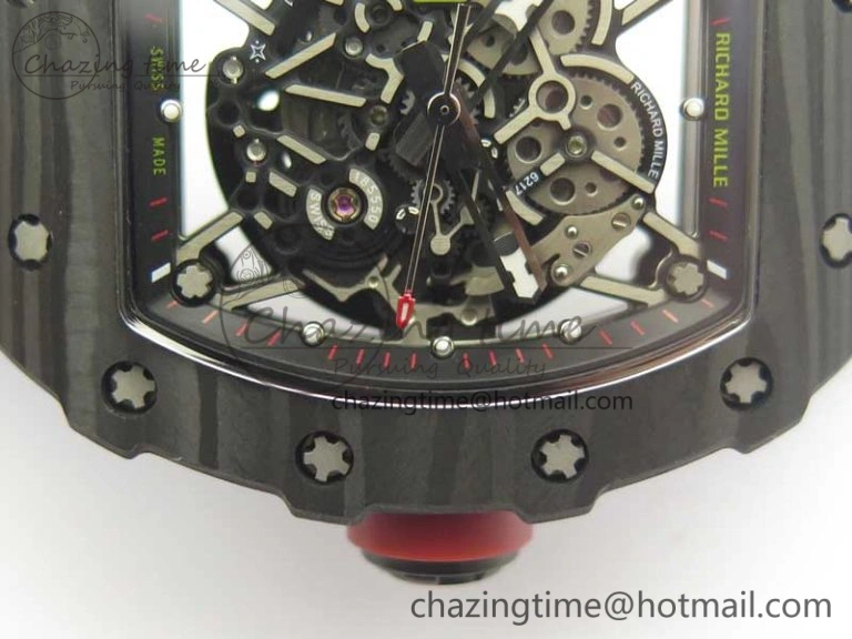 Fashionable RM035-02 Rafael Nadal Forge Carbon Titanium Case KVF Best Edition Skeleton Dial Red on Blue Rubber Strap MIYOTA8215 V 9474