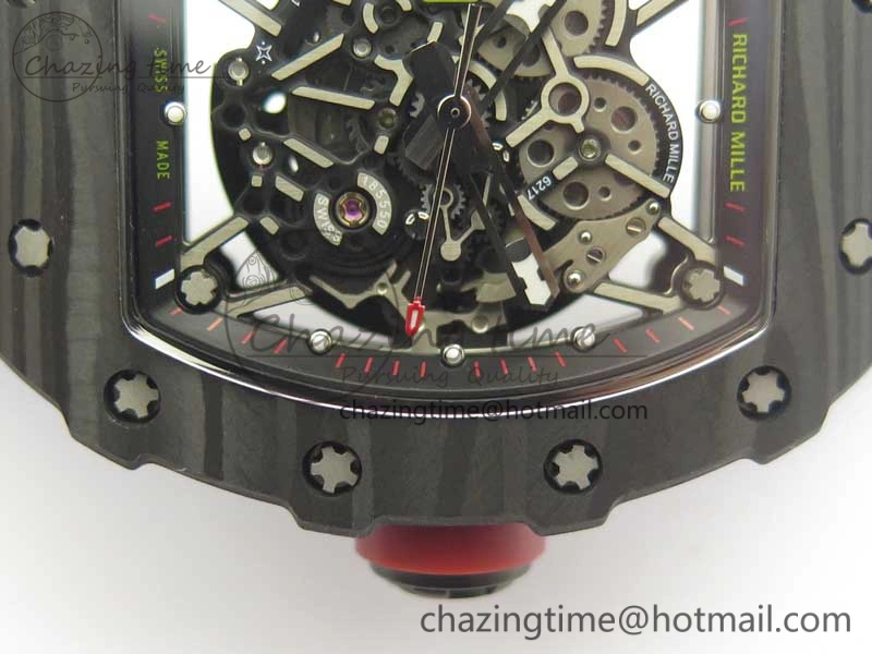 Fashionable RM035-02 Rafael Nadal Forge Carbon Titanium Case KVF Best Edition Skeleton Dial Red on Blue Rubber Strap MIYOTA8215 V 9474