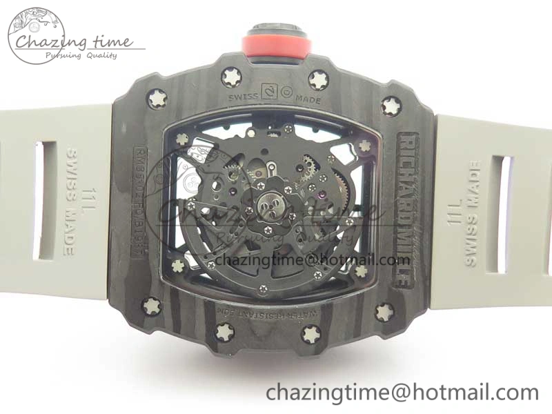 RM035-02 Rafael Nadal Forge Carbon Titanium Case KVF Best Edition Skeleton Dial Red on Gray Rubber Strap MIYOTA8215 V Chic 9473