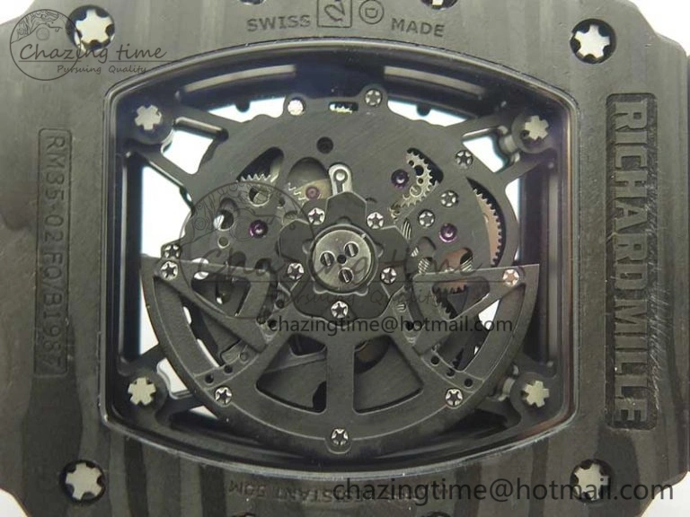 RM035-02 Rafael Nadal Forge Carbon Titanium Case KVF Best Edition Skeleton Dial Red on Gray Rubber Strap MIYOTA8215 V Chic 9473