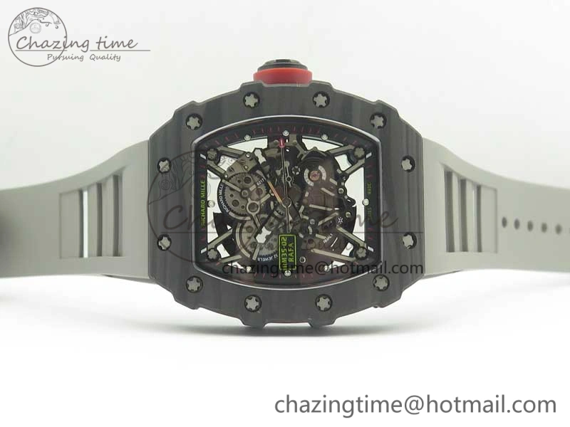 RM035-02 Rafael Nadal Forge Carbon Titanium Case KVF Best Edition Skeleton Dial Red on Gray Rubber Strap MIYOTA8215 V Chic 9473