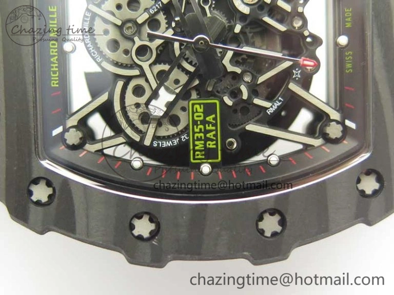 RM035-02 Rafael Nadal Forge Carbon Titanium Case KVF Best Edition Skeleton Dial Red on Gray Rubber Strap MIYOTA8215 V Chic 9473