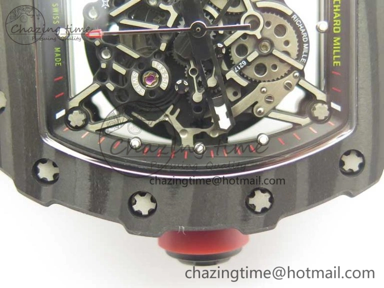 RM035-02 Rafael Nadal Forge Carbon Titanium Case KVF Best Edition Skeleton Dial Red on Gray Rubber Strap MIYOTA8215 V Chic 9473