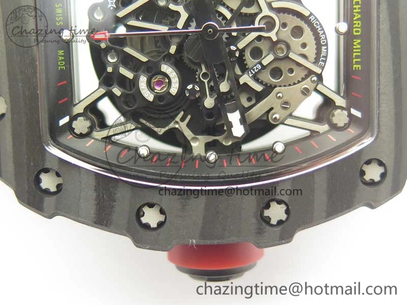 RM035-02 Rafael Nadal Forge Carbon Titanium Case KVF Best Edition Skeleton Dial Red on Gray Rubber Strap MIYOTA8215 V Chic 9473