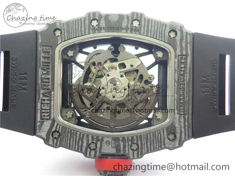 Durable RM035-02 Real Forge Carbon Z+F 1:1 Best Edition Skeleton Dial on Black Rubber Strap NH05A 9450