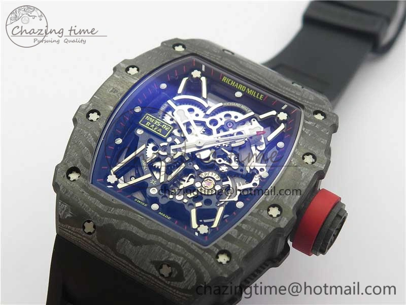 Durable RM035-02 Real Forge Carbon Z+F 1:1 Best Edition Skeleton Dial on Black Rubber Strap NH05A 9450