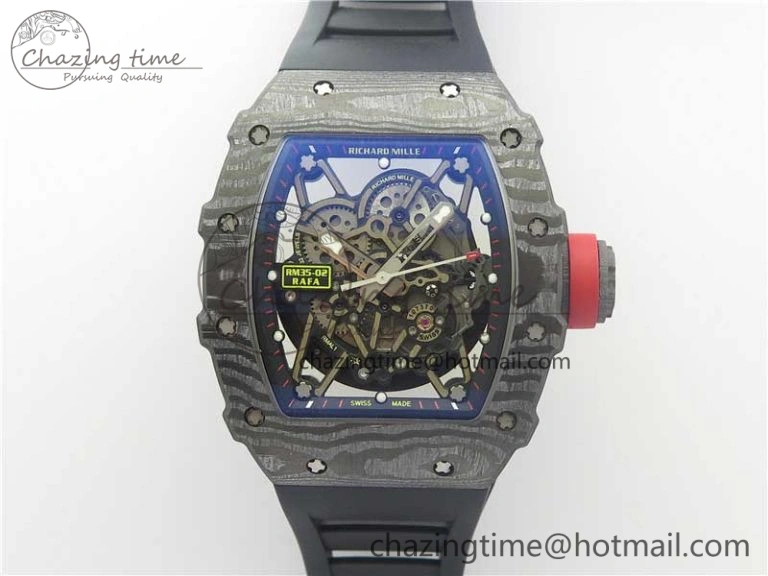Durable RM035-02 Real Forge Carbon Z+F 1:1 Best Edition Skeleton Dial on Black Rubber Strap NH05A 9450