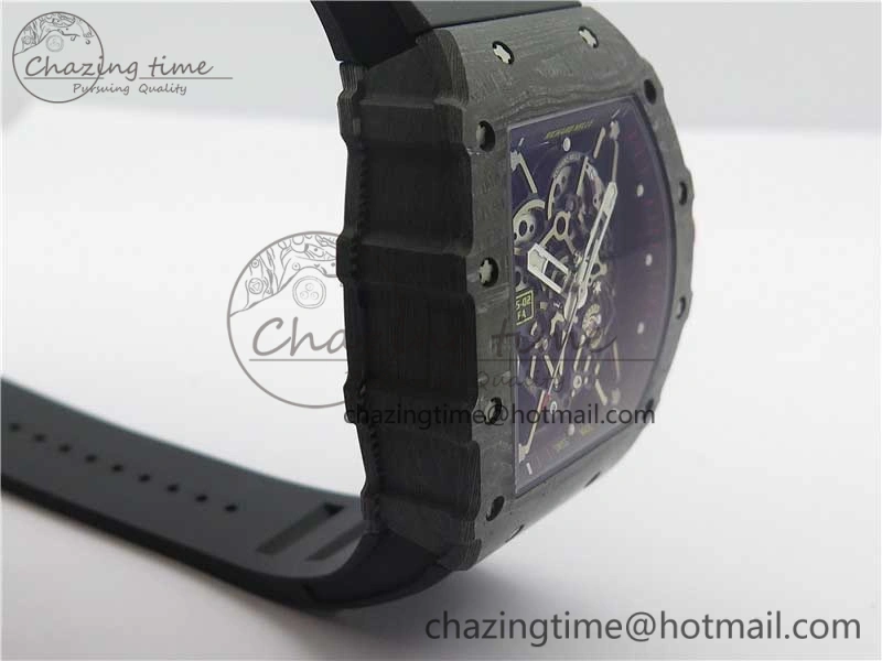 Durable RM035-02 Real Forge Carbon Z+F 1:1 Best Edition Skeleton Dial on Black Rubber Strap NH05A 9450