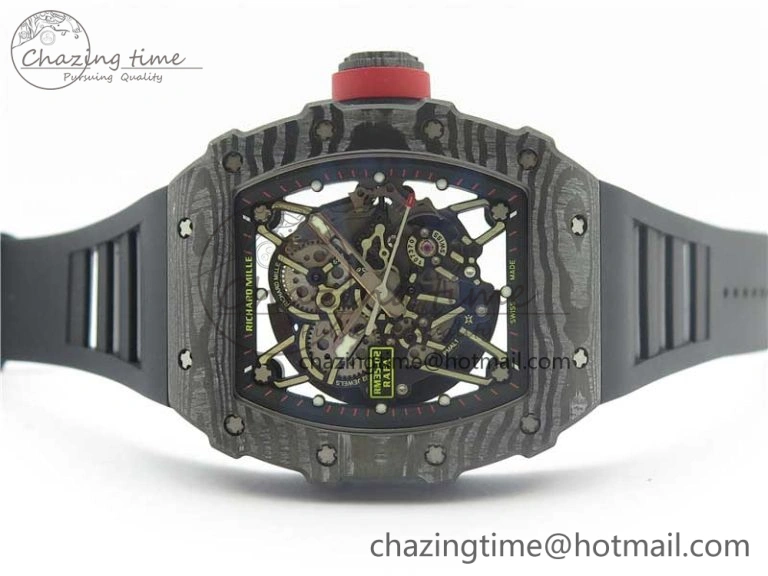 Durable RM035-02 Real Forge Carbon Z+F 1:1 Best Edition Skeleton Dial on Black Rubber Strap NH05A 9450