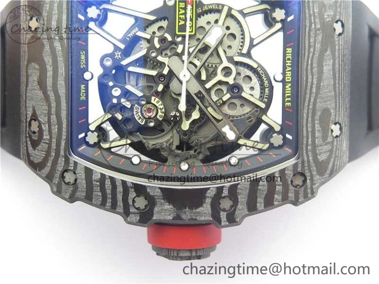 Durable RM035-02 Real Forge Carbon Z+F 1:1 Best Edition Skeleton Dial on Black Rubber Strap NH05A 9450