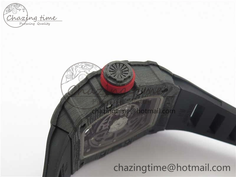 Durable RM035-02 Real Forge Carbon Z+F 1:1 Best Edition Skeleton Dial on Black Rubber Strap NH05A 9450