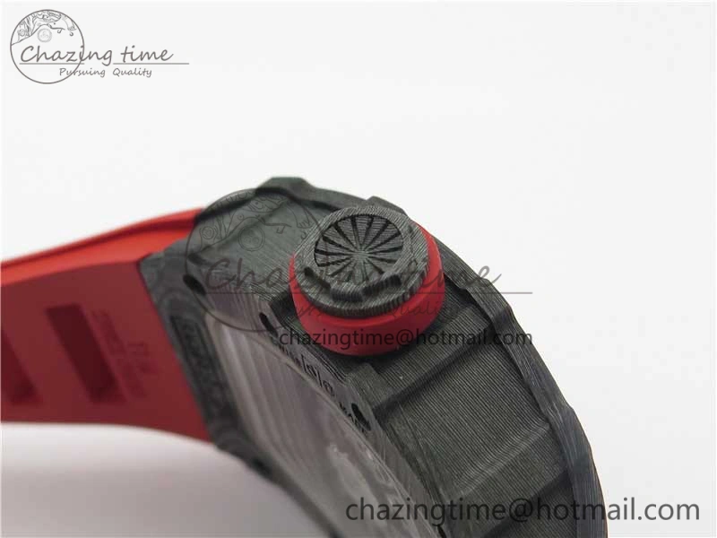 RM035-02 Real Forge Carbon Z+F 1:1 Best Edition Skeleton Dial on Red Rubber Strap NH05A Elegant 9451