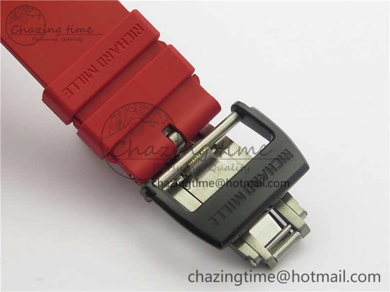 RM035-02 Real Forge Carbon Z+F 1:1 Best Edition Skeleton Dial on Red Rubber Strap NH05A Elegant 9451