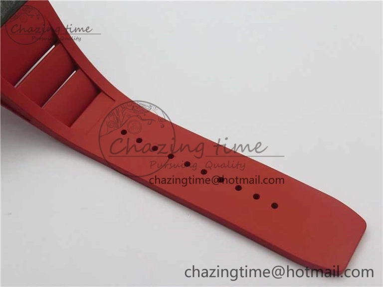 RM035-02 Real Forge Carbon Z+F 1:1 Best Edition Skeleton Dial on Red Rubber Strap NH05A Elegant 9451