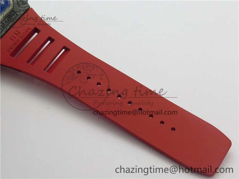 RM035-02 Real Forge Carbon Z+F 1:1 Best Edition Skeleton Dial on Red Rubber Strap NH05A Elegant 9451