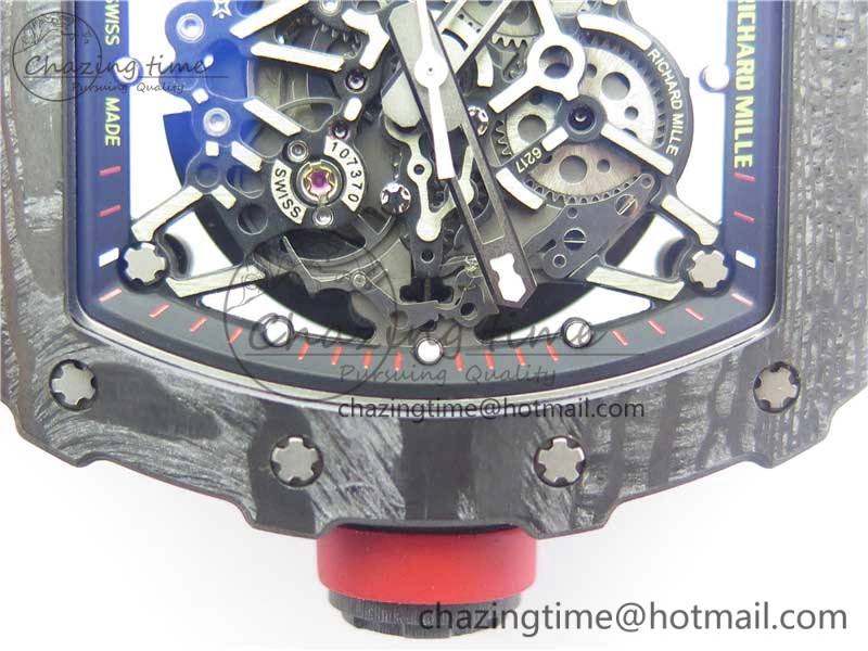 RM035-02 Real Forge Carbon Z+F 1:1 Best Edition Skeleton Dial on Red Rubber Strap NH05A Elegant 9451